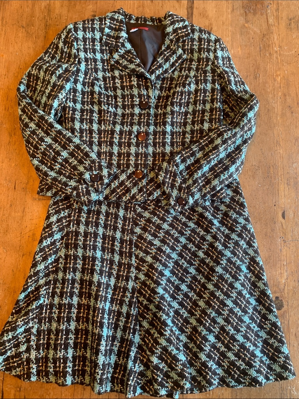 Women's Black and Teal Tweed Blazer Jacket - Blazer and Skirt - Picture 15 of 16